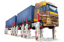 heavy duty truck lifted with Stertil-Koni regenerative mobile column lifts EARTHLIFT