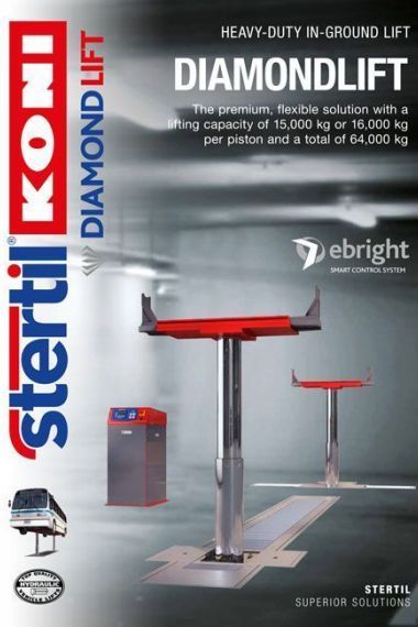 Brochure Stertil-Koni hefbruggen DIAMONDLIFt stempel hefbrug