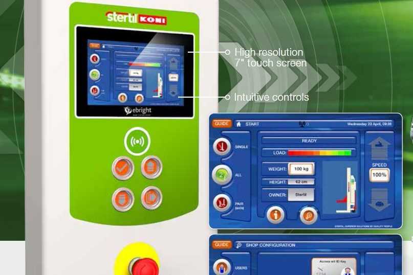 Stertil-Koni touchscreen ebright Smart Control System
