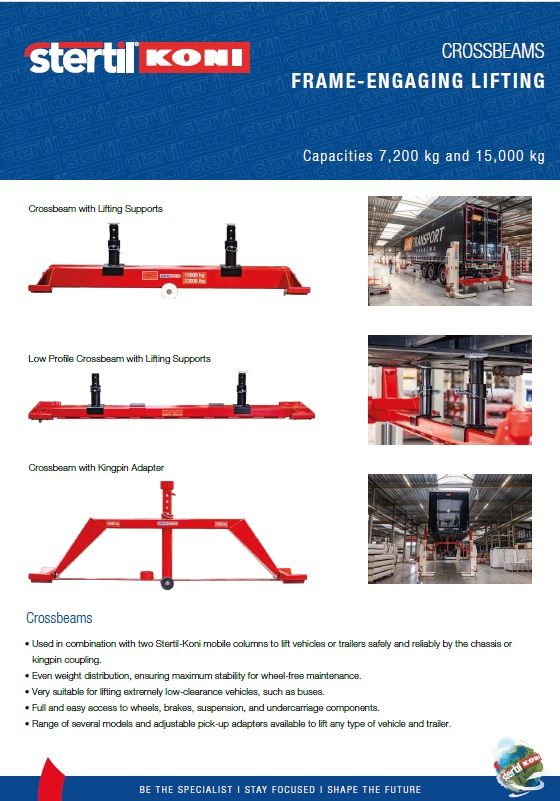 Stertil-Koni crossbeams for frame-engaging lifting 