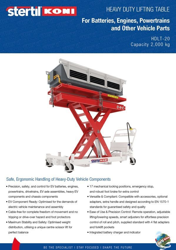Stertil-Koni Heavy Duty Lifting Table for EV Batteries and other commercial vehicle components